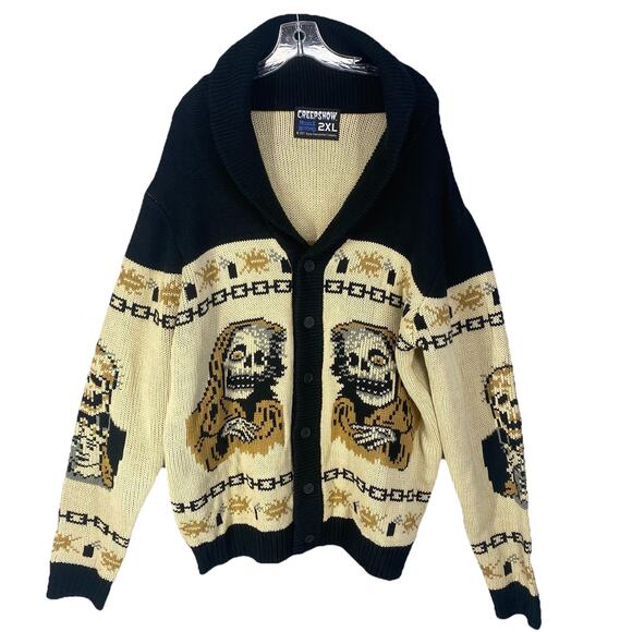👻 Middle Beyond Mens 2XL Creepshow Cardigan Tan Halloween Horror 👻 - Picture 1 of 10